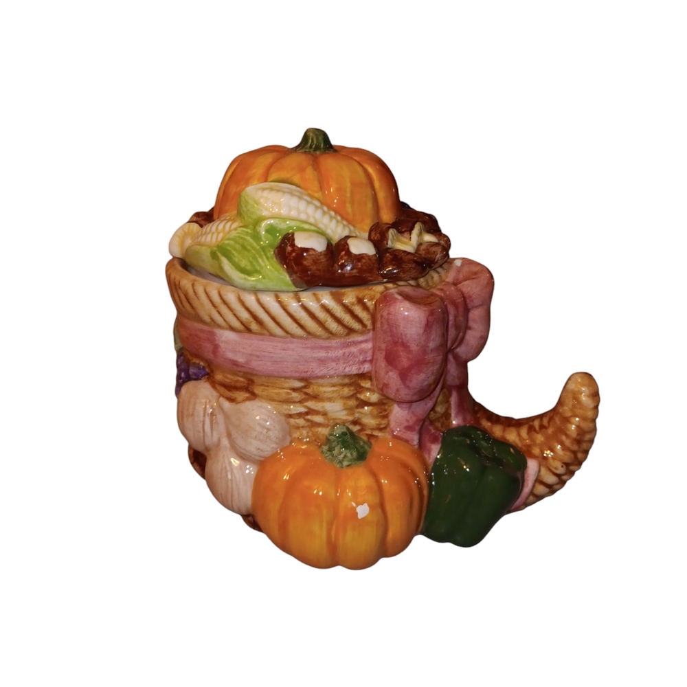 Colorful Cornucopia Ceramic Sugar Jar